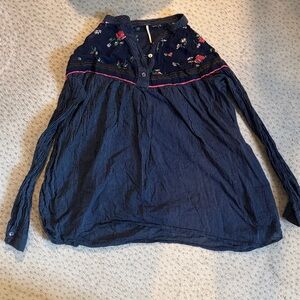 Free People Navy Blue Floral Tunic